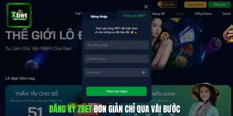 Đăng ký ZBET đơn giản chỉ qua vài bước