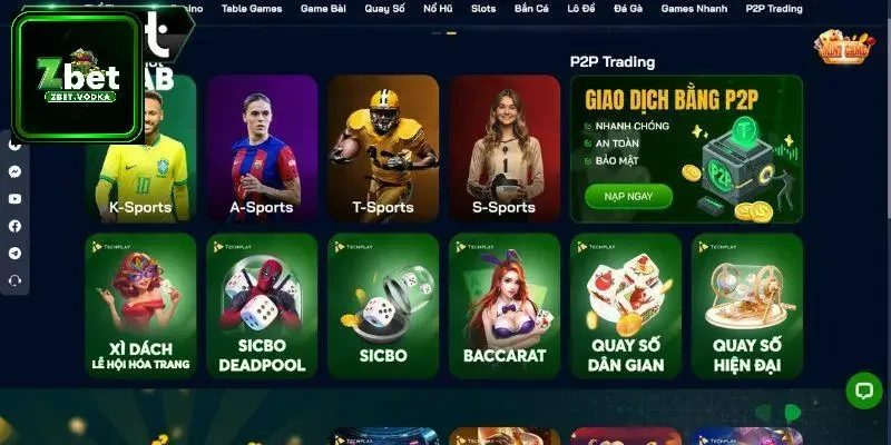 ZBET có đầy đủ các thể loại game mà bạn muốn tìm